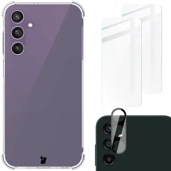 Bizon Case Clear Pack case + 2x screen glass + lens glass Samsung Galaxy A25 5G clear