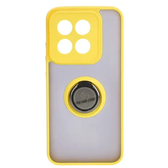Bizon Case Hybrid Ring Xiaomi 14 smoky with a yellow frame