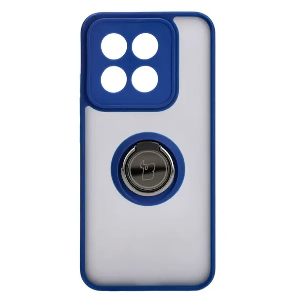 Bizon Case Hybrid Ring Xiaomi 14 smoky with a navy blue frame