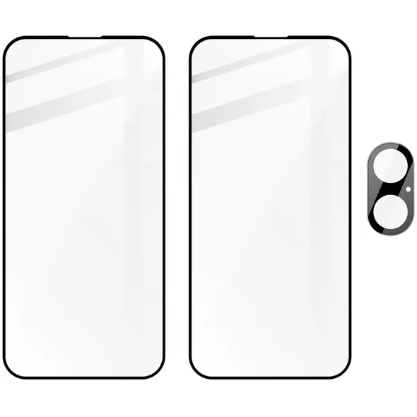 Bizon Edge 2x tempered screen glass with frame + camera glass Apple iPhone 16 Plus