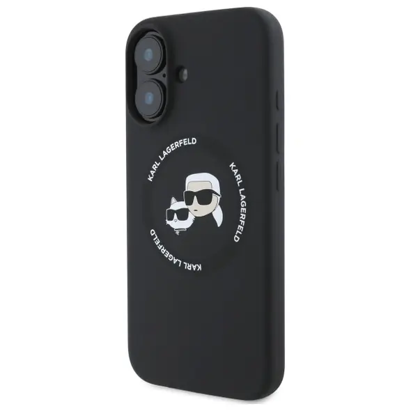 Karl Lagerfeld Liquid Silicone K&CH Heads MagSafe Case for iPhone 16 Black