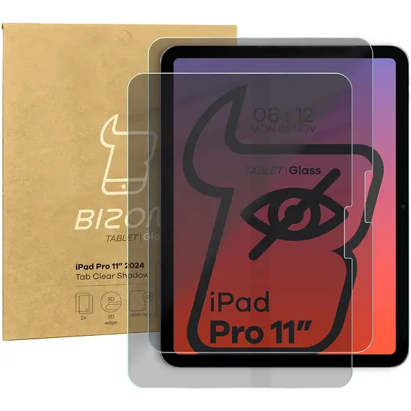 Bizon Glass Tab Clear Shadow Apple iPad Pro 11 2024 [2 PACK]