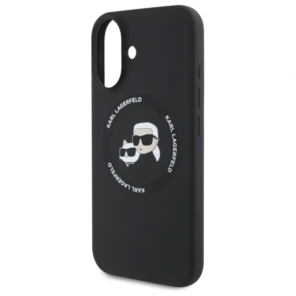 Karl Lagerfeld Liquid Silicone K&CH Heads MagSafe Case for iPhone 16 Black