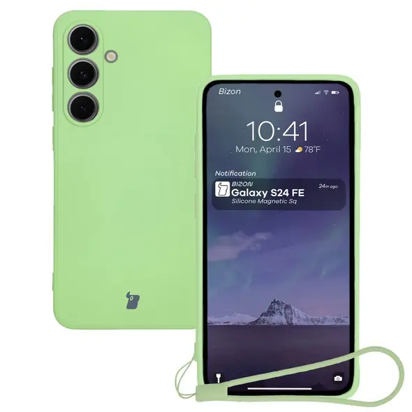 Bizon Case Silicone Magnetic Sq Samsung Galaxy S24 FE light green