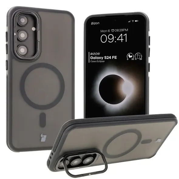 Bizon Case Eclipse Samsung Galaxy S24 FE smoky with a black frame