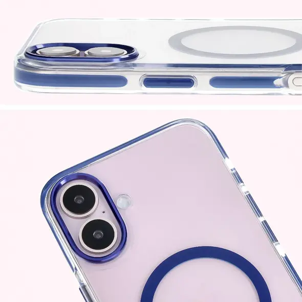 Bizon Case Marco Apple iPhone 16 clear with blue frame