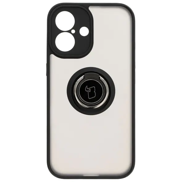 Bizon Case Hybrid Ring Apple iPhone 16 smoky with a black frame