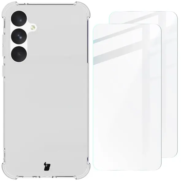 Bizon Case Clear Pack case + 2x screen glass Samsung Galaxy A55 5G clear