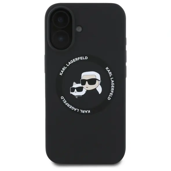 Karl Lagerfeld Liquid Silicone K&CH Heads MagSafe Case for iPhone 16 Black