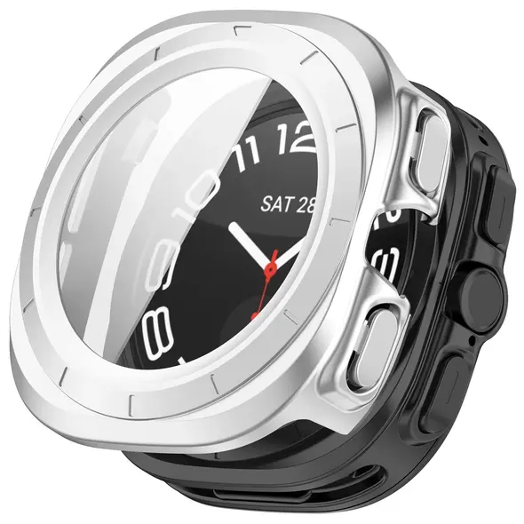 Bizon Case+Glass Watch Samsung Galaxy Watch Ultra 47 mm satin silver