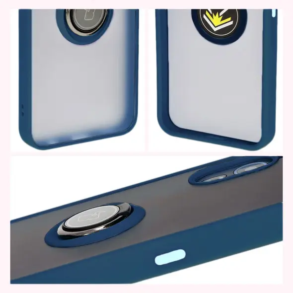 Bizon Case Hybrid Ring Samsung Galaxy Xcover7 smoky with a navy blue frame