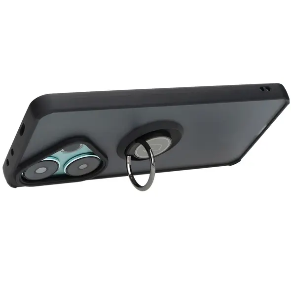 Bizon Case Hybrid Ring Xiaomi Poco F6 smoky with a black frame