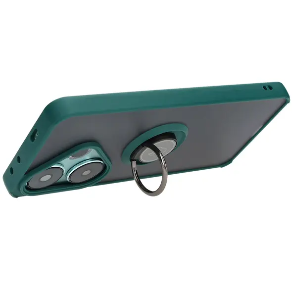 Bizon Case Hybrid Ring Xiaomi Poco F6 smoky with a dark green frame