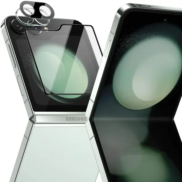 Bizon Glass Lens camera glass + outer screen glass Samsung Galaxy Z Flip6 [2 PACK]