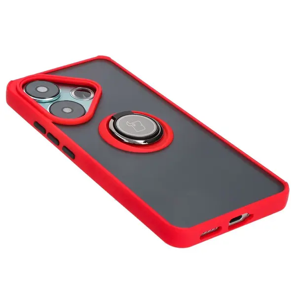 Bizon Case Hybrid Ring Xiaomi Poco F6 smoky with a red frame