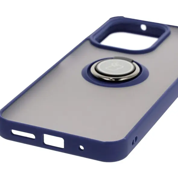 Bizon Case Hybrid Ring Xiaomi Redmi 13 4G smoky with a navy blue frame