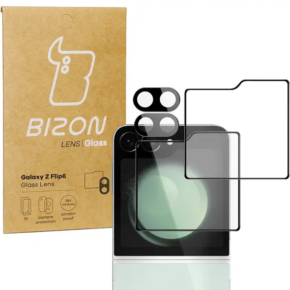 Bizon Glass Lens camera glass + outer screen glass Samsung Galaxy Z Flip6 [2 PACK]