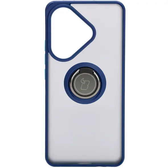 Bizon Case Hybrid Ring Xiaomi Poco F6 smoky with a navy blue frame
