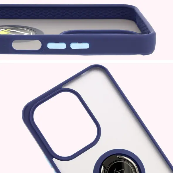 Bizon Case Hybrid Ring Xiaomi Redmi 13 4G smoky with a navy blue frame