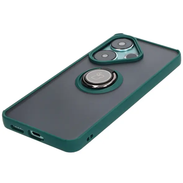 Bizon Case Hybrid Ring Xiaomi Poco F6 smoky with a dark green frame