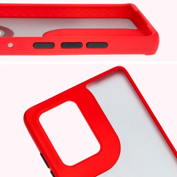 Bizon Case Hybrid Ring Motorola Edge 50 Fusion smoky with a red frame