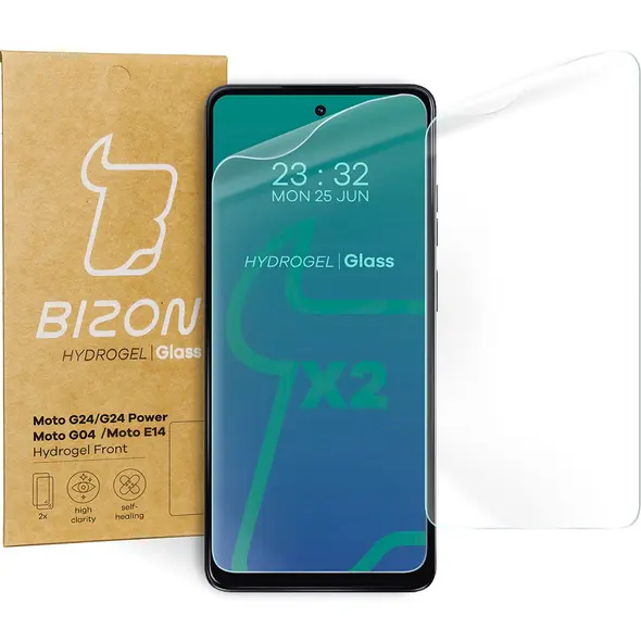 Bizon Glass Hydrogel Front Motorola Moto G04/G24/G24 Power/E14 [2 PACK]