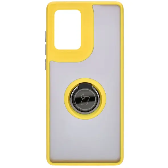 Bizon Case Hybrid Ring Motorola Edge 50 Fusion smoky with a yellow frame