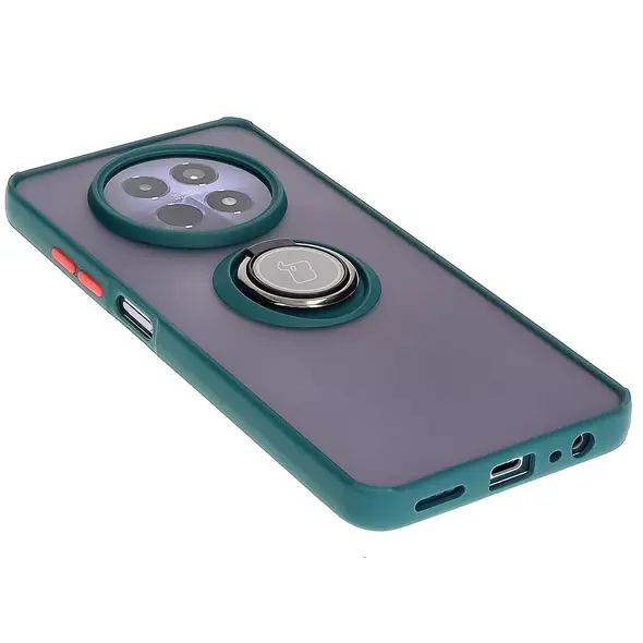 Bizon Case Hybrid Ring Realme 12 / 12x smoky with a dark green frame