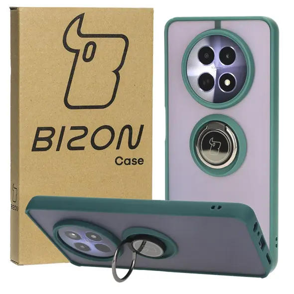 Bizon Case Hybrid Ring Realme 12 / 12x smoky with a dark green frame