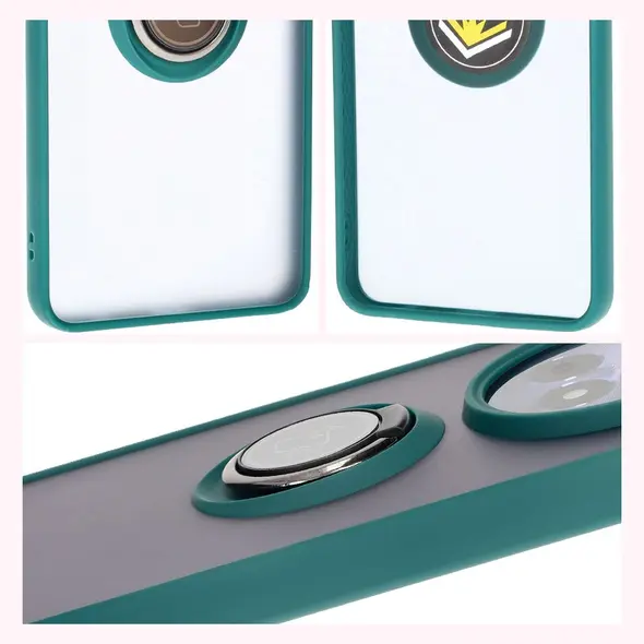 Bizon Case Hybrid Ring Realme 12 / 12x smoky with a dark green frame