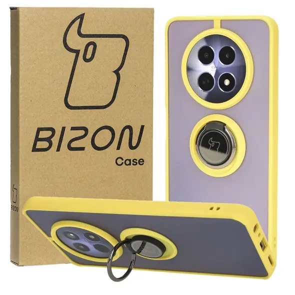 Bizon Case Hybrid Ring Realme 12 / 12x smoky with a yellow frame