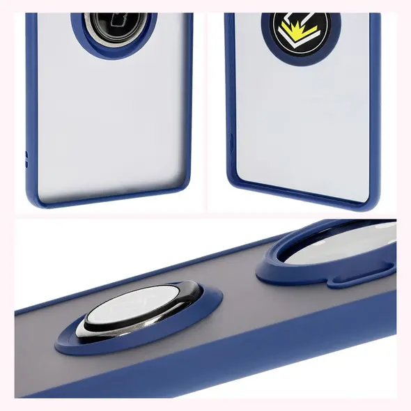 Bizon Case Hybrid Ring Tecno Spark 20 Pro+ smoky with a navy blue frame