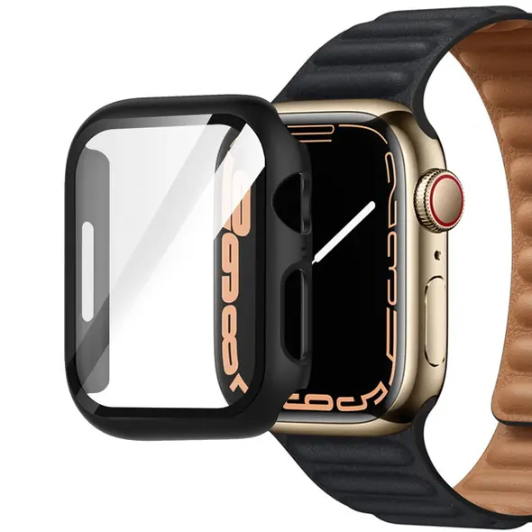 Bizon Case Case + Glass Set Apple Watch 8/7 45mm black