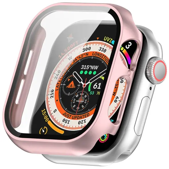 Bizon Case+Glass Watch Apple Watch 10 46mm light pink