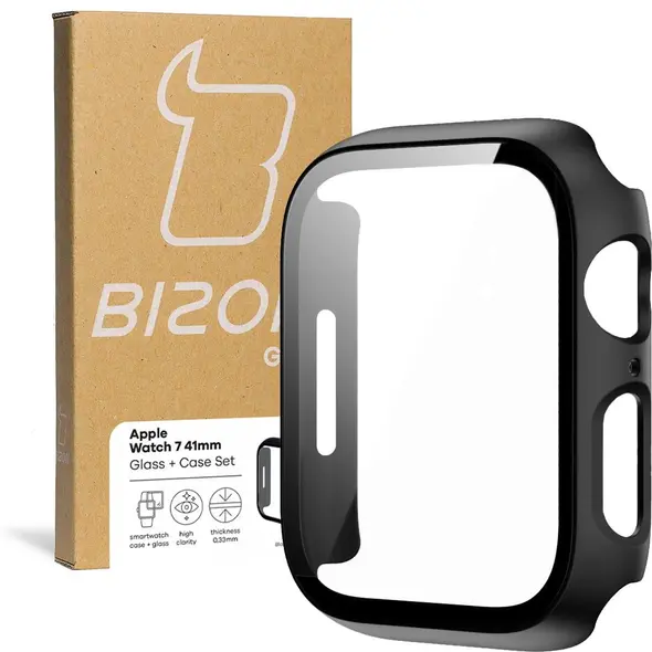 Bizon Case Case + Glass Set Apple Watch 8/7 41mm black