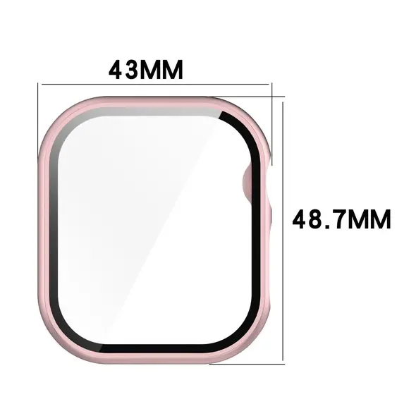 Bizon Case+Glass Watch Apple Watch 10 46mm light pink