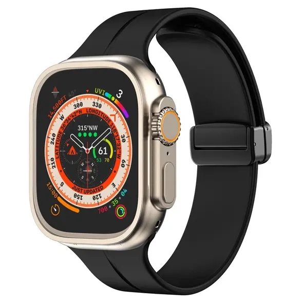 Bizon Strap Watch Silicone Apple Watch 44/45/46/49 mm black