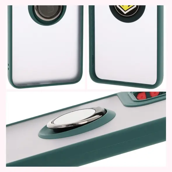 Bizon Case Hybrid Ring Motorola Moto G35 5G smoky with a dark green frame