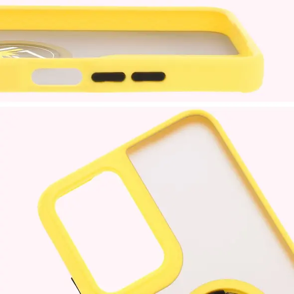 Bizon Case Hybrid Ring Motorola Moto G35 5G smoky with a yellow frame