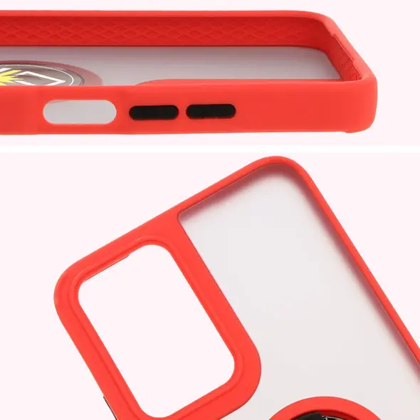 Bizon Case Hybrid Ring Motorola Moto G35 5G smoky with a red frame
