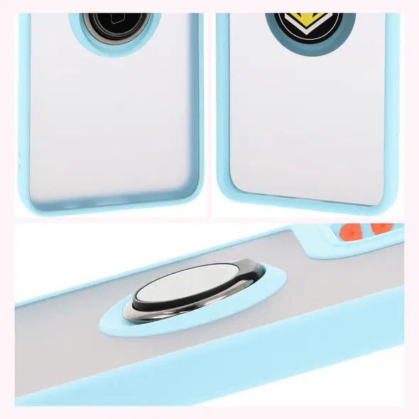 Bizon Case Hybrid Ring Motorola Moto G35 5G smoky with a light blue frame