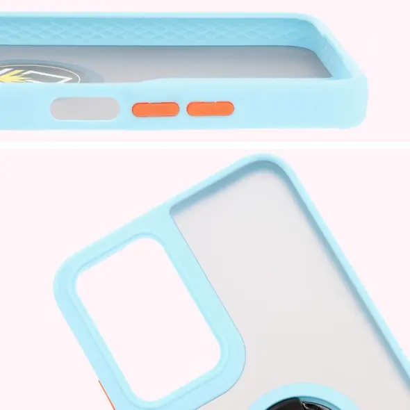 Bizon Case Hybrid Ring Motorola Moto G35 5G smoky with a light blue frame