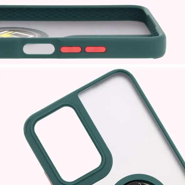 Bizon Case Hybrid Ring Motorola Moto G35 5G smoky with a dark green frame