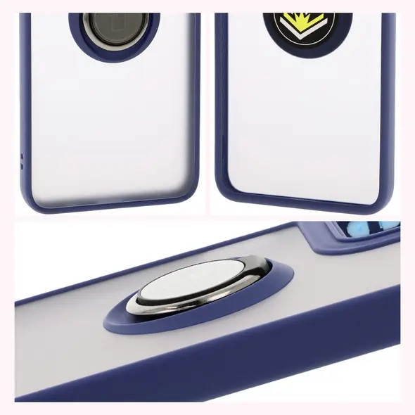 Bizon Case Hybrid Ring Motorola Moto G55 5G smoky with a navy blue frame