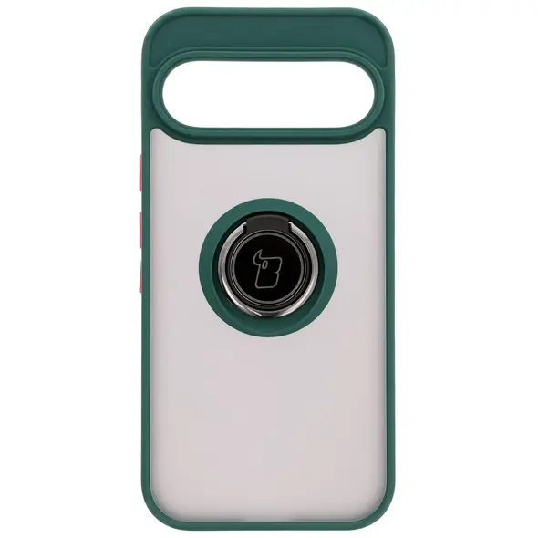 Bizon Case Hybrid Ring Google Pixel 9 / 9 Pro smoky with a dark green frame