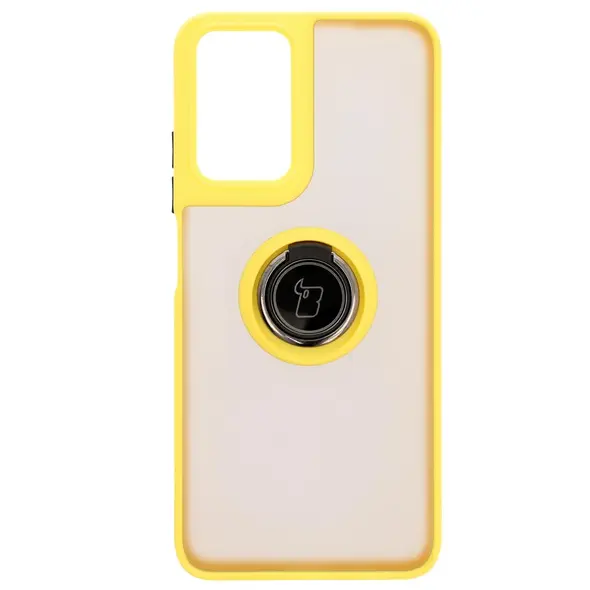 Bizon Case Hybrid Ring Motorola Moto G35 5G smoky with a yellow frame