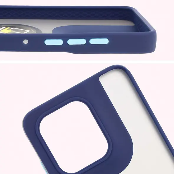 Bizon Case Hybrid Ring Motorola Edge 50 Neo smoky with a navy blue frame