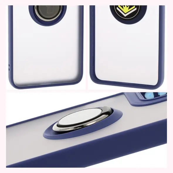 Bizon Case Hybrid Ring Motorola Moto G35 5G smoky with a navy blue frame