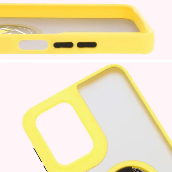 Bizon Case Hybrid Ring Motorola Moto G55 5G smoky with a yellow frame