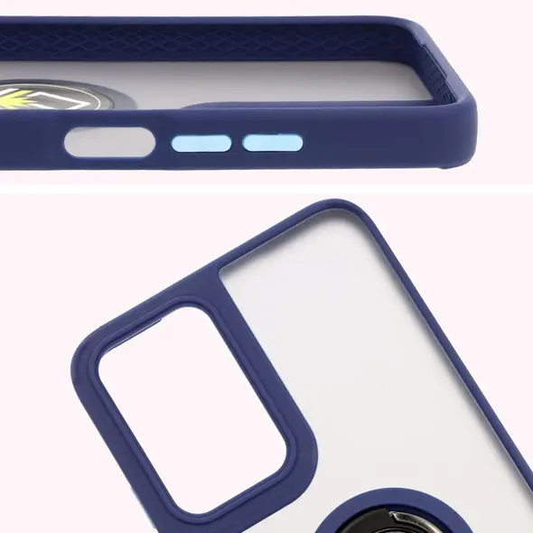 Bizon Case Hybrid Ring Motorola Moto G35 5G smoky with a navy blue frame